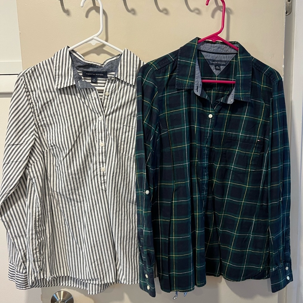Two Tommy Hilfiger long sleeve button up shirts